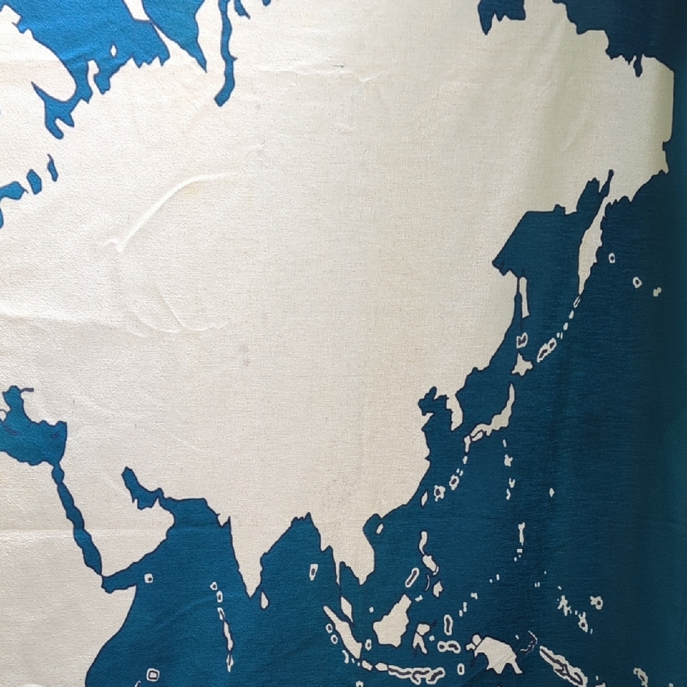 World Map Tapestry/Shower Curtain in Teal and White - Picture 2 of 9